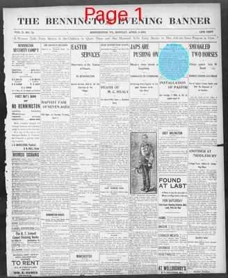 Page thumbnail for The Bennington Evening Banner