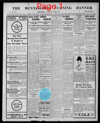 Page thumbnail for The Bennington Evening Banner