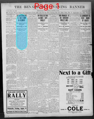 Page thumbnail for The Bennington Evening Banner