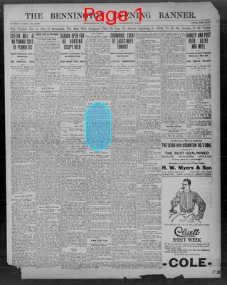 Page thumbnail for The Bennington Evening Banner