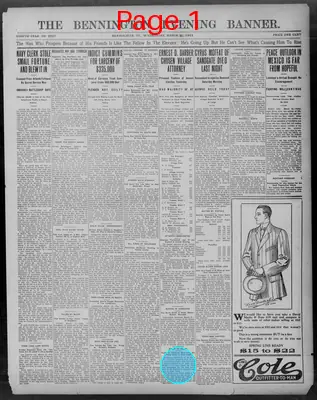 Page thumbnail for The Bennington Evening Banner