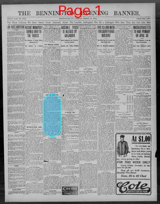 Page thumbnail for The Bennington Evening Banner