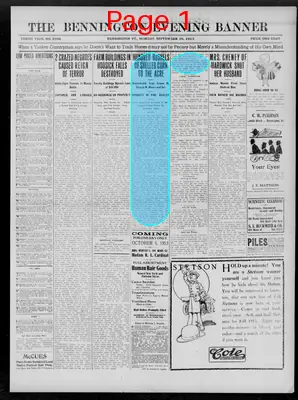 Page thumbnail for The Bennington Evening Banner