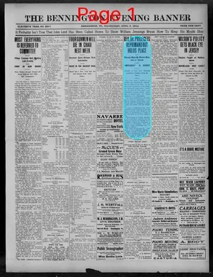 Page thumbnail for The Bennington Evening Banner
