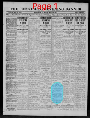 Page thumbnail for The Bennington Evening Banner