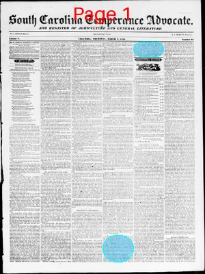 Page thumbnail for South Carolina Temperance Advocate And Register Of Agriculture And General Literature