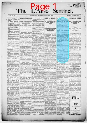 Page thumbnail for The L'anse Sentinel