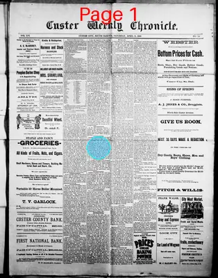 Page thumbnail for Custer Weekly Chronicle