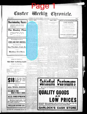 Page thumbnail for Custer Weekly Chronicle