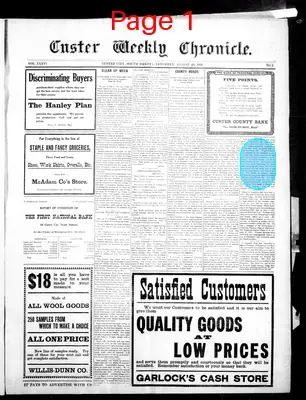 Page thumbnail for Custer Weekly Chronicle