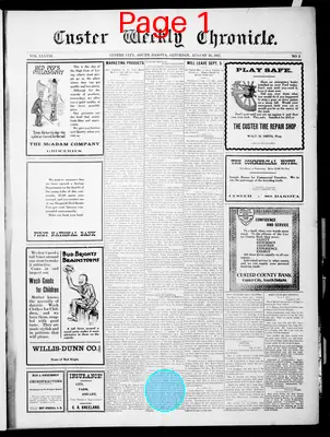 Page thumbnail for Custer Weekly Chronicle