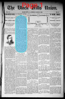 Page thumbnail for The Black Hills Union