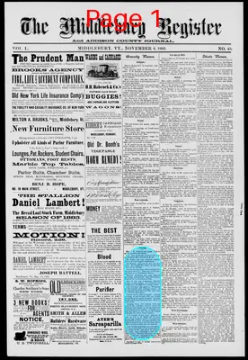 Page thumbnail for The Middlebury Register And Addison County Journal