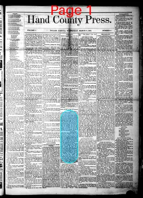 Page thumbnail for Hand County Press