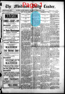 Page thumbnail for The Madison Daily Leader