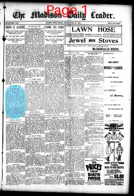 Page thumbnail for The Madison Daily Leader