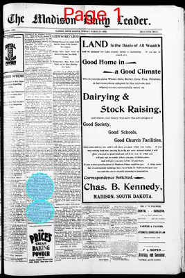 Page thumbnail for The Madison Daily Leader