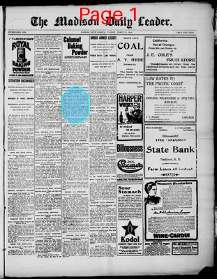 Page thumbnail for The Madison Daily Leader