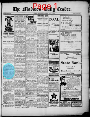 Page thumbnail for The Madison Daily Leader