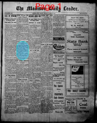 Page thumbnail for The Madison Daily Leader