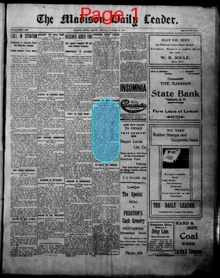 Page thumbnail for The Madison Daily Leader