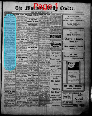 Page thumbnail for The Madison Daily Leader