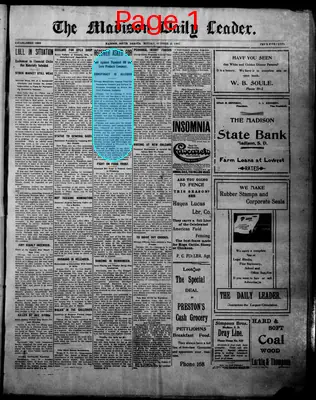 Page thumbnail for The Madison Daily Leader