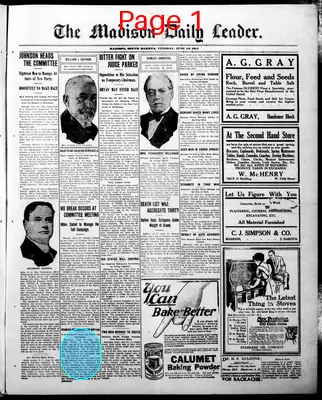 Page thumbnail for The Madison Daily Leader
