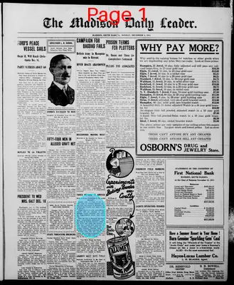 Page thumbnail for The Madison Daily Leader