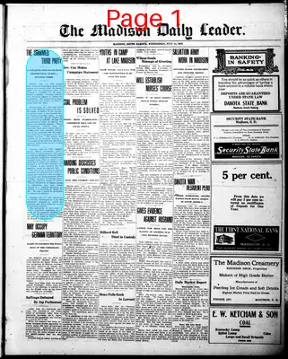Page thumbnail for The Madison Daily Leader